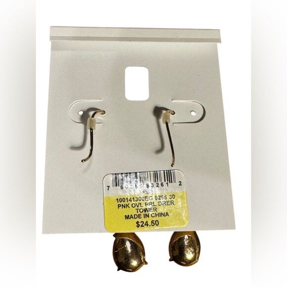 Charter Club Gold and Pink Drop 2”Earrings - Picture 3 of 3